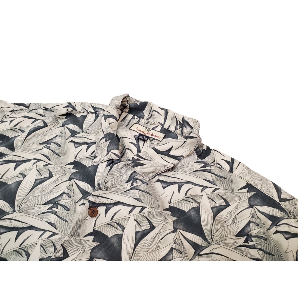 Tommy Bahama Men's XL Silk Green Hawaiian Tropical Button Short Sleeve Shirt